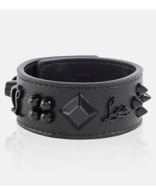 Christian Louboutin Black Paloma Embellished Leather Bracelet