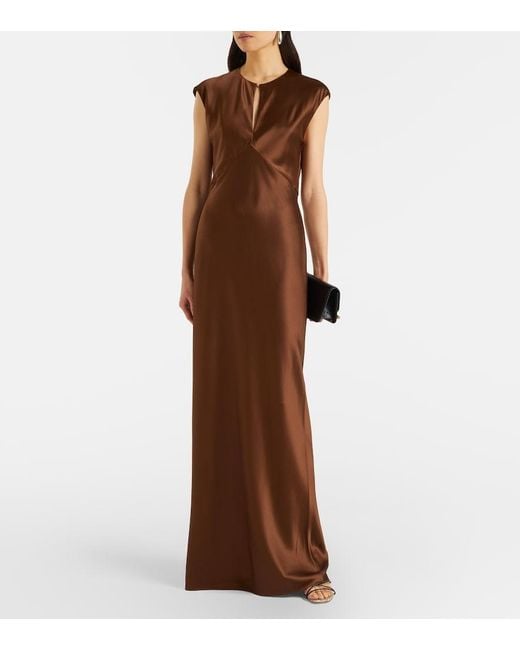 Veronica Beard Brown Nelzy Silk-Blend Satin Maxi Dress
