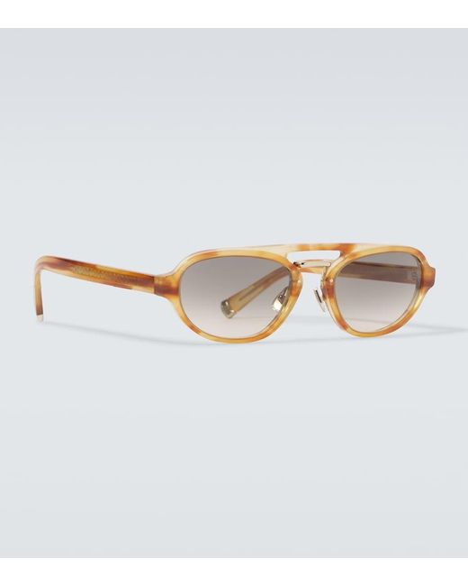 Brunello Cucinelli Brown Tortoiseshell-Effect Browline Sunglasses for men