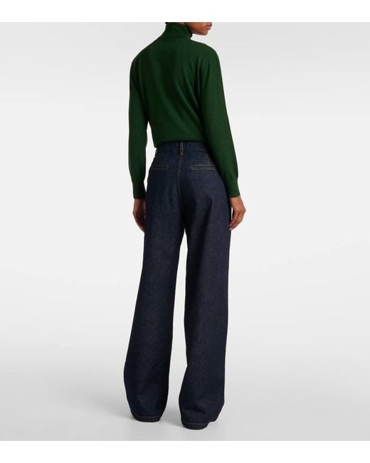 Jeans Flared A Vita Alta di Dries Van Noten in Blue