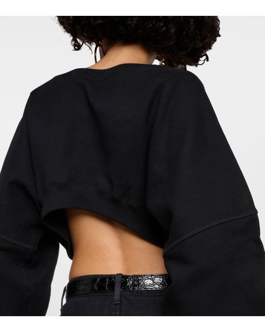 Sweat-shirt brode en coton a logo Saint Laurent en coloris Black