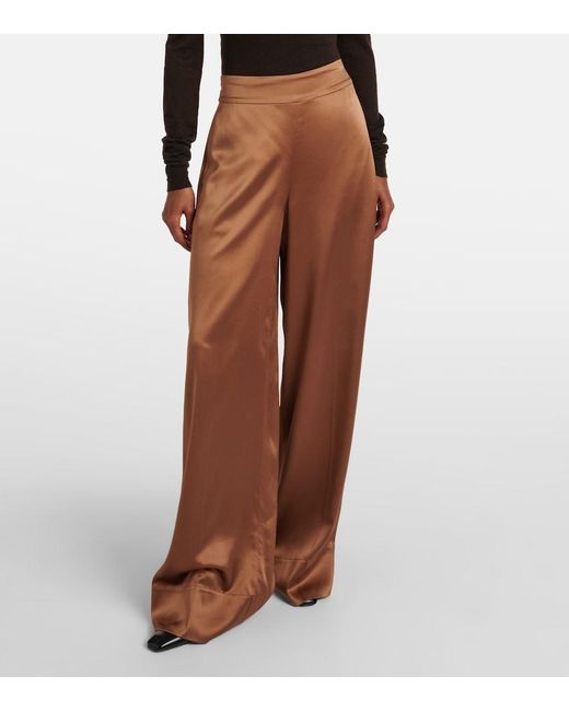 Pantalon Ample Dijon En Satin De Soie Joseph en coloris Brown
