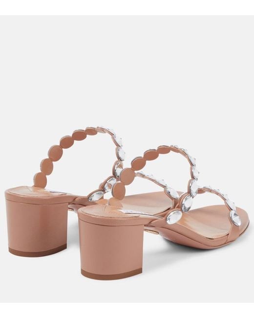 Aquazzura Pink Tequila Embellished Leather Sandals