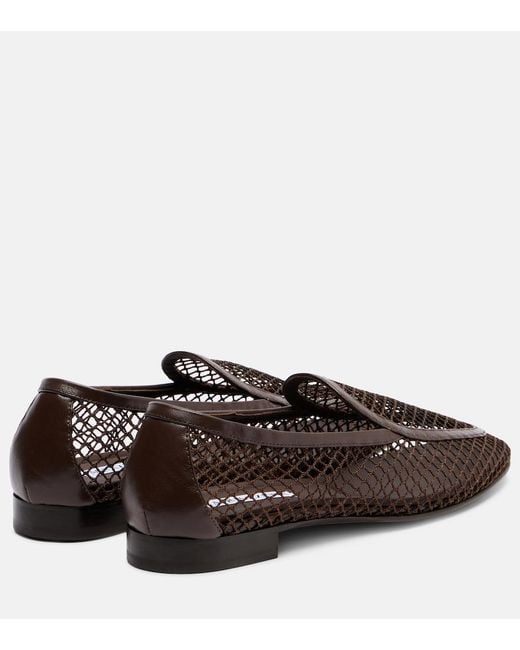 Aquazzura Brown Saint Germain Leather-Trimmed Moccasins