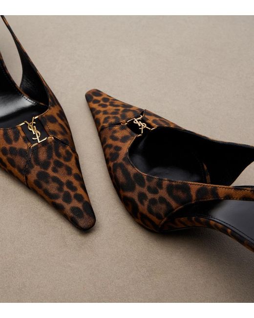 Saint Laurent Brown Babylone Breteuil Slingback Pumps