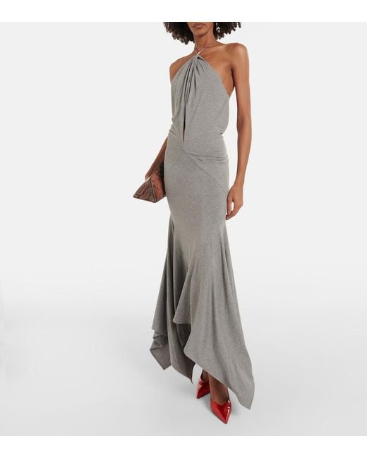 The Attico Gray Halterneck Maxi Dress