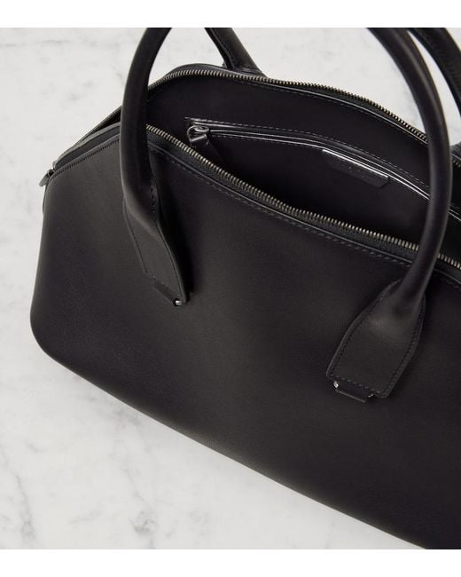 The Row Black Devon Medium Leather Tote Bag