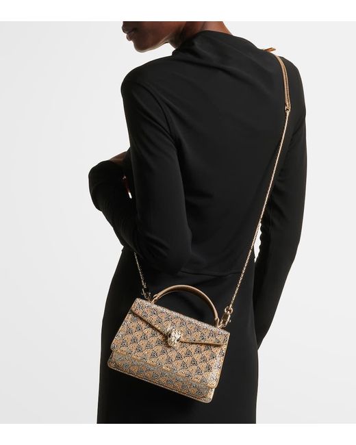 BVLGARI Natural Serpenti Forever Embellished Suede Tote Bag