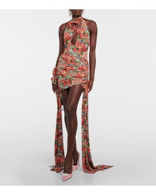 Magda Butrym Red Floral Halterneck Top