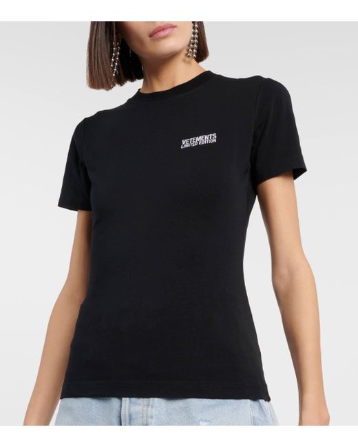 T-shirt en coton melange Vetements en coloris Black