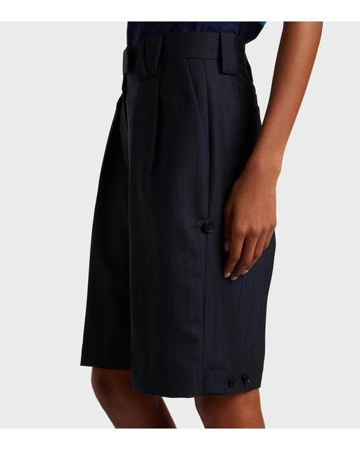 Versace Blue Pinstriped Virgin Wool Bermuda Shorts