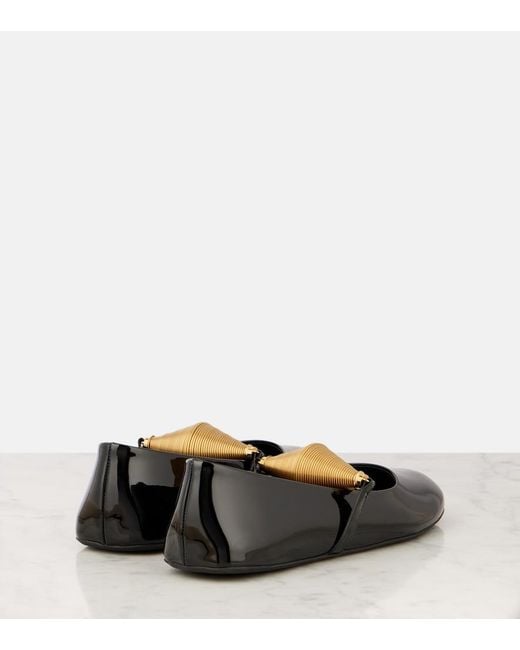 Alaïa Black Patent Leather Strap Ballet Flats
