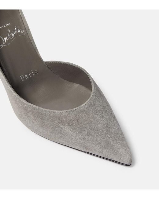 Christian Louboutin Gray Irizia 85 Suede Pumps