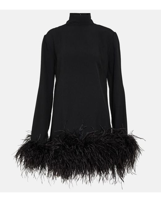 Taller Marmo Black Piccolo Ubud Feather-Trimmed Minidress