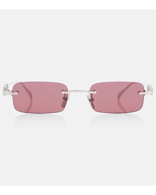 Occhiali Da Sole Rettangolari Con Logo di Gucci in Pink