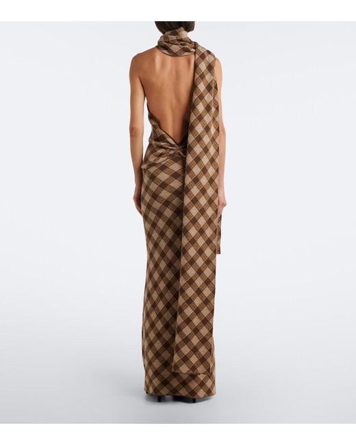AYA MUSE Natural Kae Plaid Midi Skirt