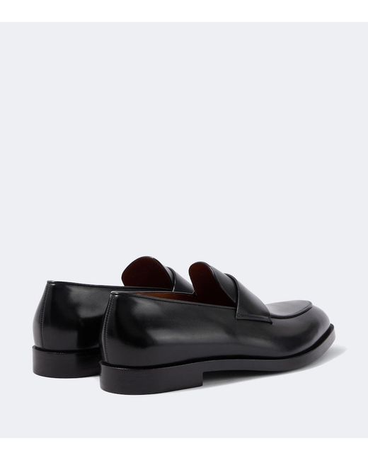Zegna Black Leather Penny Loafers for men