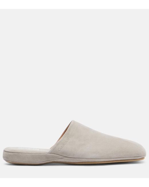 Calvin Klein White Hugh Suede Slippers