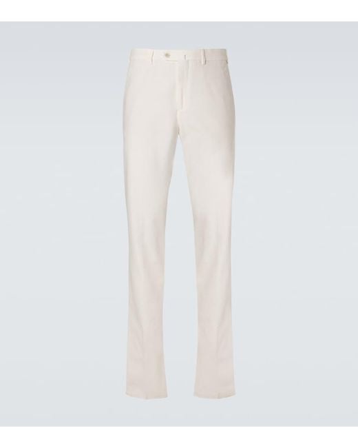 Loro Piana White Carlo Cotton-Blend Straight Pants for men