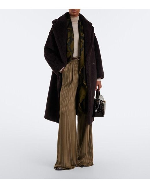 Max Mara Black Alpaca, Wool, And Silk Teddy Coat