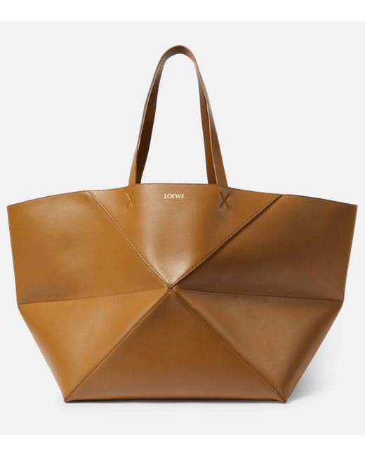 Loewe Brown Puzzle Fold Xl Leather Tote Bag
