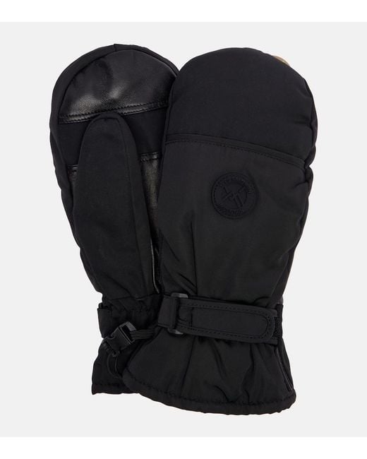 Yves Salomon Black Leather-Trimmed Mittens