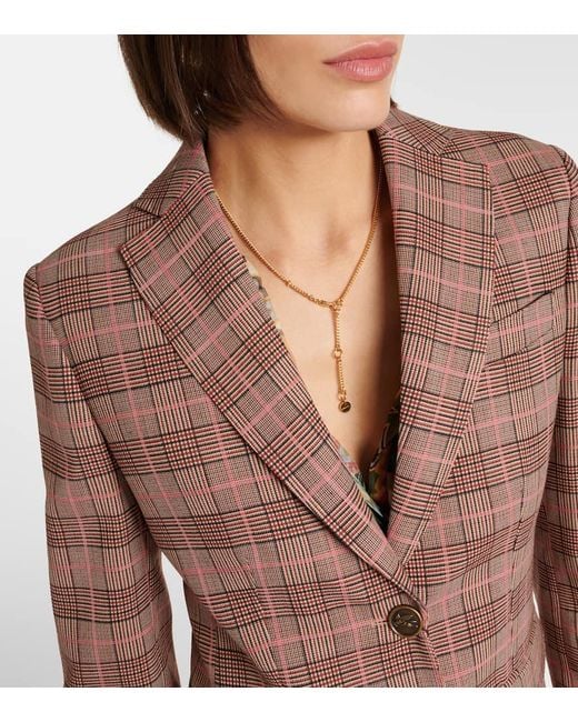 Etro Brown Checked Wool-Blend Blazer