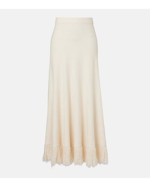 Falda Larga De Punto En Mezcla De Algodon Bottega Veneta de color White