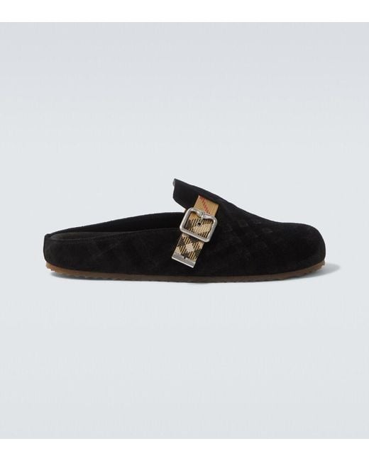 Burberry Black Urchin Suede Clogs for men