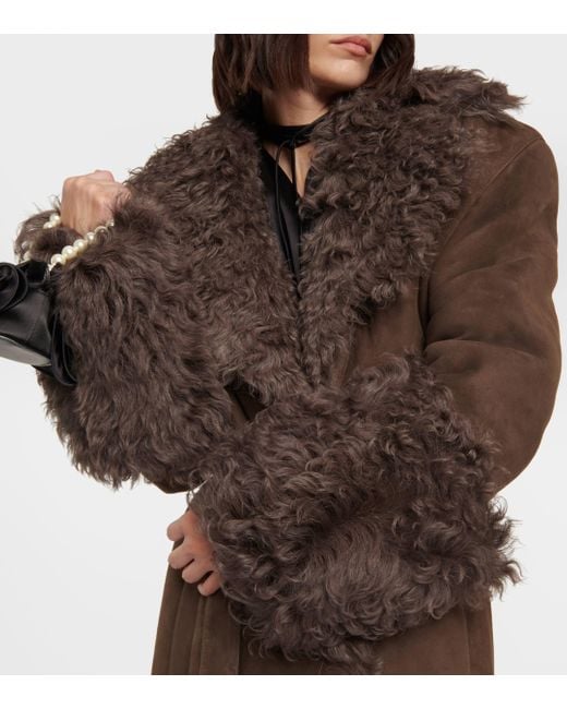 Magda Butrym Brown Suede And Shearling Coat
