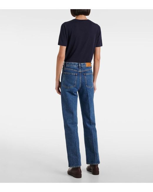 Loro Piana Blue Brooke Mid-Rise Cropped Straight Jeans