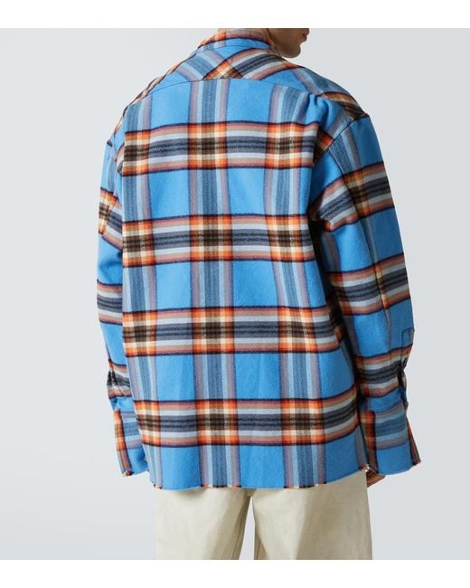 Greg Lauren Blue Plaid Cotton Shirt for men