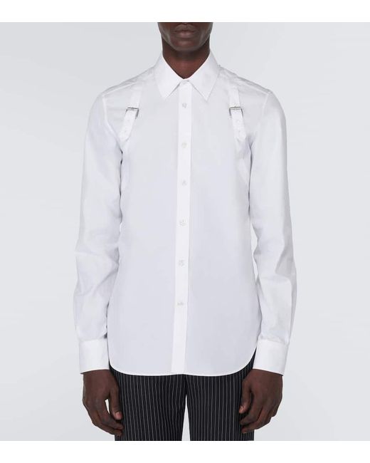 Camicia Harness in popeline di cotone di Alexander McQueen in White da Uomo