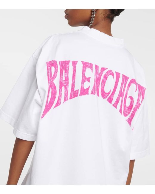 Balenciaga Pink T-Shirt Tropical Paris aus Baumwoll-Jersey