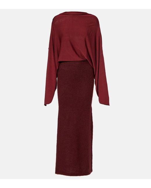 AYA MUSE Red Pine Caped Maxi Dress