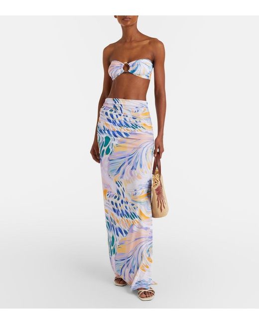 Alexandra Miro Blue Carlotta Printed Bandeau Bikini Top