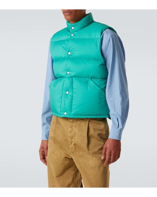 Auralee Green Quilted Down Vest for men