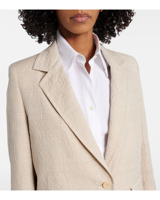 Max Mara Natural Single-Breasted Wool Blazer