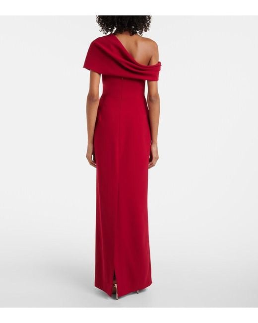 Carolina Herrera Red Draped Off-Shoulder Crepe Gown