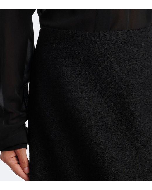 Fendi Black Wool-Blend Boucle Midi Skirt