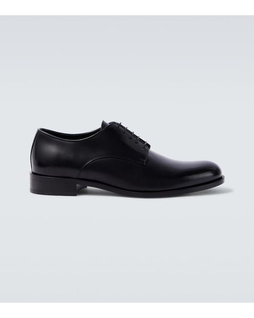 Giorgio Armani Black Leather Derby Shoes for men