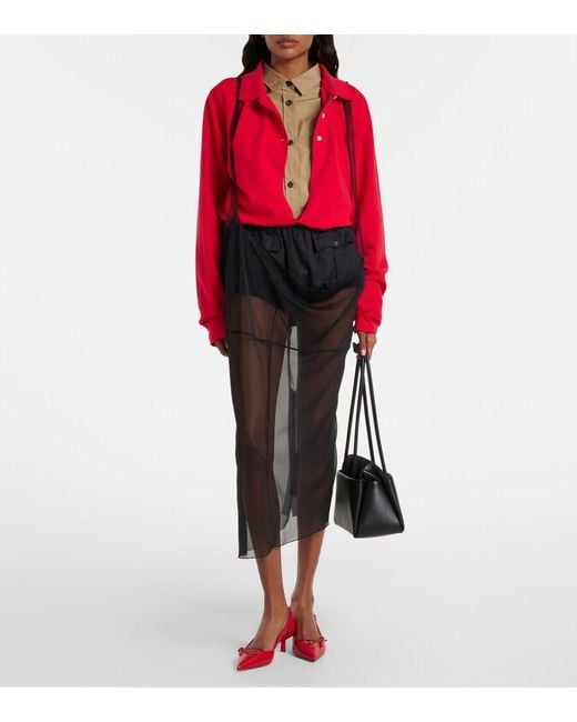 Prada Red Bow-Detail Leather Pumps