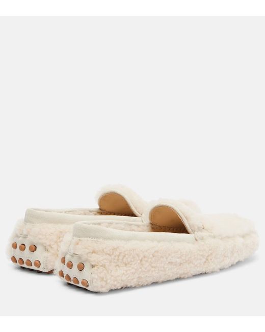 Tod's Natural Gommino Suede-Trimmed Driving Shoes