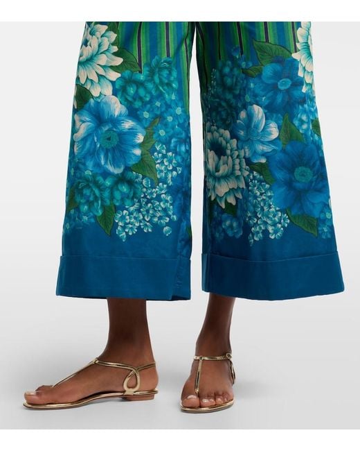 ALÉMAIS Green Margo Printed Cotton Wide-Leg Pants