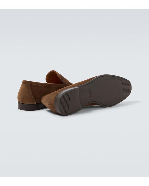 Magnanni Shoes Brown Diezma Suede Penny Loafers for men