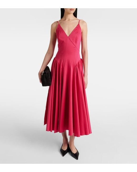 TOVE Red Solene Cotton-Blend Midi Dress