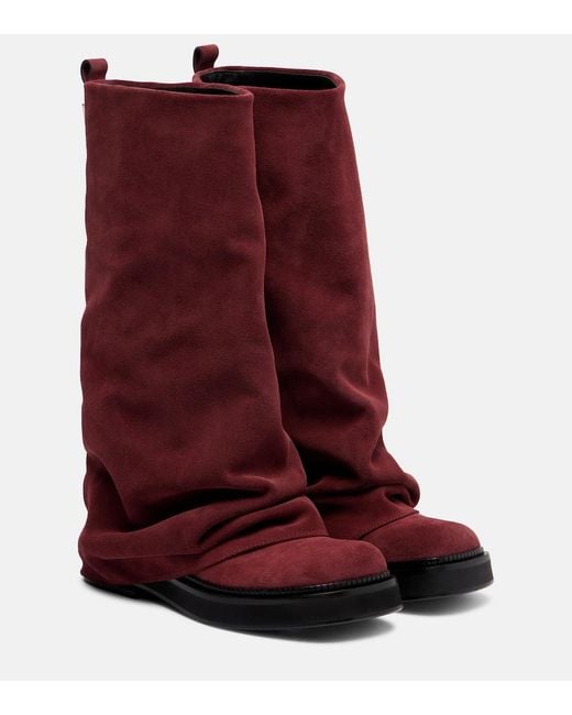 The Attico Red Robin Suede Knee-High Boots