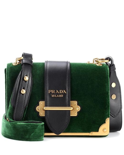 Prada Cahier Velvet Shoulder Bag in Green | Lyst