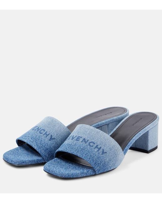Givenchy Blue Logo Denim Mules