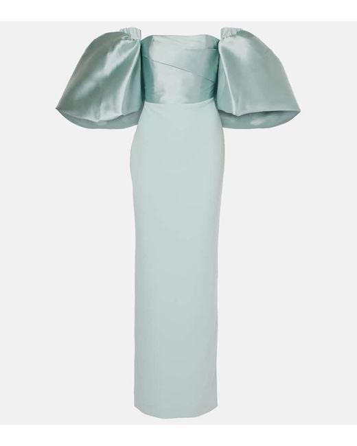 Solace London Green Floris Open-Back Gown